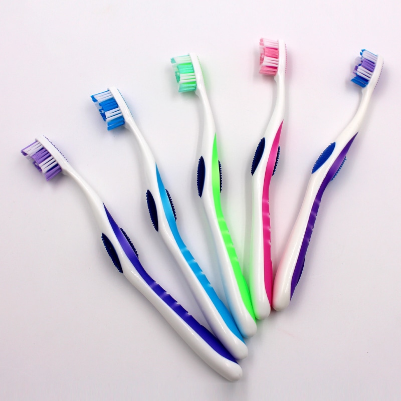 Cepillo de dientes compacto para adultos: masajeadores con punta de goma en la cabeza